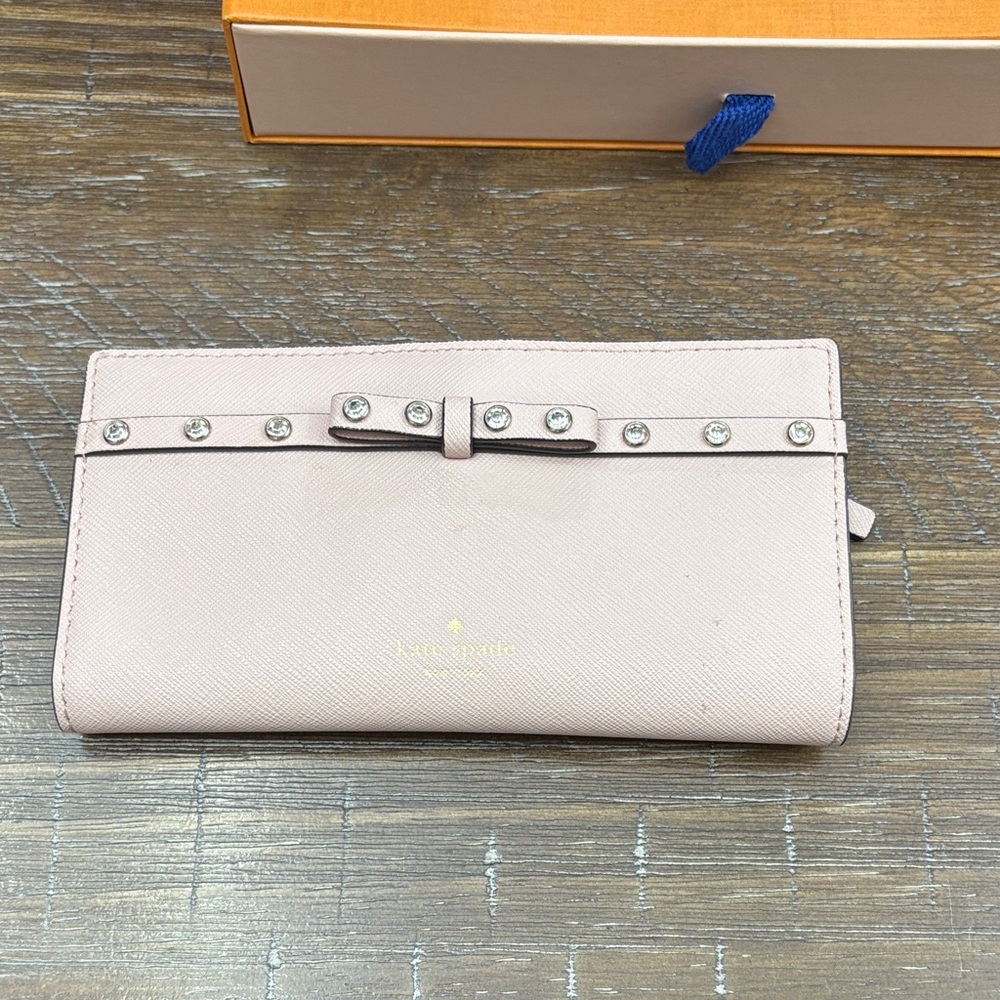Kate Spade Laurel Way Blush Pink Jeweled Leather Wallet